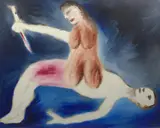 Lovers Screwed On To Murder Their Shame by Sidney Nolan, 1966, oil on canvas, sold Mar 2021
