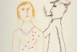 Beckett by Sidney Nolan, 1978, oil pastel on paper, sold Mar 2021