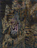 Shakespeare Sonnet No. 127 (Fairing the foul with art's false borrowed face) by Sidney Nolan, 1963, mixed media on paper, sold Mar 2021