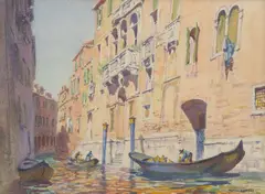The Wine Boat, Venice by Lionel Lindsay, watercolour on paper, sold Dec 2020