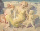 Arthur Murch, The Yellow Dress, oil on board