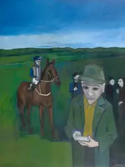 Robert Dickerson, Punter In The Green Jacket, oil on canvas