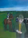 Robert Dickerson, Punter In The Green Jacket, oil on canvas