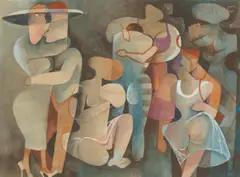 The Dance by Dorothy Braund, 1989, watercolour and gouache on paper, sold Dec 2020