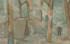 Bush Camp by Dorothy Braund, 1959, oil on masonite, sold Dec 2020