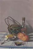 Herbert Badham, (Still Life with Butter and Apples), c.1930, oil on plywood
