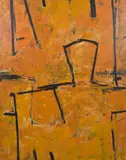 Graham Fransella, Figure on Orange Wall, 1999, oil on canvas