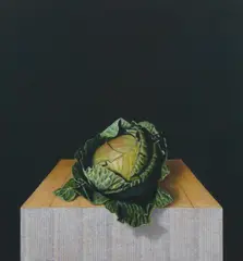 Christopher Beaumont, Still Life With Cabbage, 1999, oil with collage on canvas