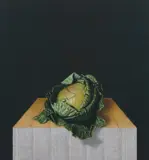 Christopher Beaumont, Still Life With Cabbage, 1999, oil with collage on canvas