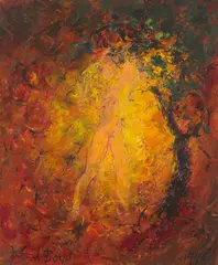 The Apple Tree by David Boyd, 1976, oil on paper laid on board, sold Dec 2020