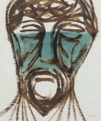 Man by Sidney Nolan, c.1955, mixed media on paper, sold Dec 2020
