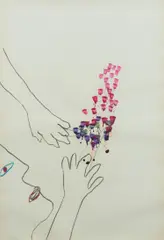 Picking Flowers by Sidney Nolan, 1977, mixed media on paper, sold Dec 2020