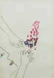 Picking Flowers by Sidney Nolan, 1977, mixed media on paper, sold Dec 2020