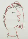 Head and Hand by Sidney Nolan, 1977, crayon on paper, sold Dec 2020