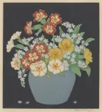 Hall Thorpe, Forget-Me-Nots, 1922, colour woodcut