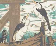 Birds by Ethleen Palmer, linocut, sold Nov 2020