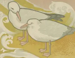 Seagulls by Florence Higgs, c.1954, linocut, sold Nov 2020