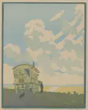 Hall Thorpe, The Caravan, c.1925, colour woodcut