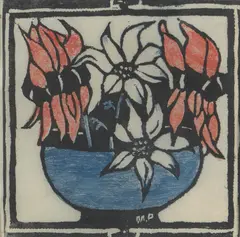 Margaret Preston, Flannel Flowers and Sturt's Desert Pea, woodcut