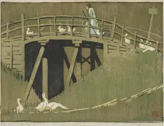 Ethel Spowers, The Green Bridge, 1926, linocut ed. 20/30