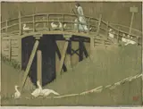 Ethel Spowers, The Green Bridge, 1926, linocut ed. 20/30
