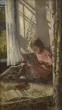 Frances Payne, Girl Reading by a Window, 1927, oil on panel