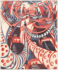 Lill Tschudi, Street Decoration, 1937, linocut, ed. 9/50