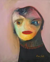 Anne Hall, Portrait with Big Eyes, oil on canvas