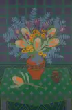 June Ethel Stephenson, Banksias and Proteas, oil on canvas