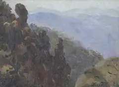 Sara Levi, Blue Mountains, oil on board