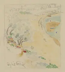 Sybil Craig, Half Moon Bay, c.1930, watercolour and pencil on paper