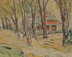 Jessie MacQueen MacKintosh, Fitzroy Gardens, watercolour and ink on paper