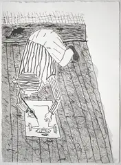 Steven Ajzenberg, A Tiny Tot Drawing Herself, 2018, ink and watercolour on paper