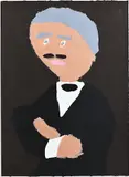 Pat Francis, Untitled (Portrait of Henri Rochefort after Manet), 2019, acrylic on paper