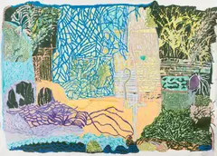 Georgia Szmerling, Landscape with Waterfall, 2018, acrylic on canvas