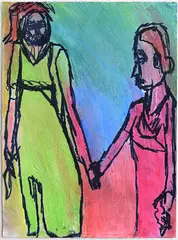 Adrian Lazzaro, Untitled, 2018, acrylic, marker and pastel on paper