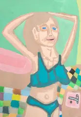 Cathy Staughton, Catherine Bell Jane Mum Bathroom, 2019, gouache and greylead pencil on paper