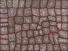 Tingari Cycle by Thomas Tjapaltjarri, 2004, synthetic polymer paint on linen, sold Feb 2021