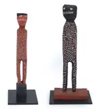 David Djarrka, Ceremonial Mokuy 2009 (pair of works), synthetic polymer paint on milkwood