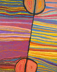 Mina Mina - Hairstring by Judy Watson Napangardi, 2006, synthetic polymer paint on linen, sold Feb 2021