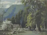 Robert Taylor-Ghee, Feeding the Chickens, oil on card