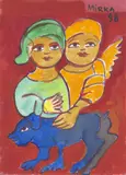Mirka Mora, Loving Couple with Blue Dog