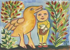 Mirka Mora, Friends in the Garden, 2003, gouache on paper
