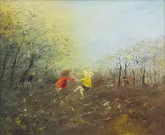 Dancing Children by David Boyd, oil on canvas signed lower left: David Boyd bears inscription on label verso: D.BOYD DANCING CHILDREN, sold Sep 2020
