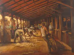 D'Arcy Doyle, The Shearers, oil on board