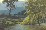 Robert Taylor-Ghee, Rider Crossing the Bridge, oil on card