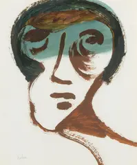 Head by Sidney Nolan, c.1955, oil on paper, sold Sep 2020