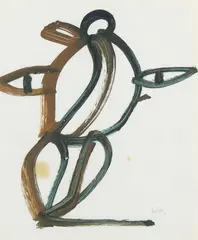 Abstract Face by Sidney Nolan, c.1955, oil on paper, sold Sep 2020