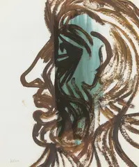 Profile by Sidney Nolan, c.1955, mixed media on paper, sold Sep 2020