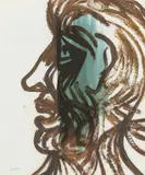 Profile by Sidney Nolan, c.1955, mixed media on paper, sold Sep 2020